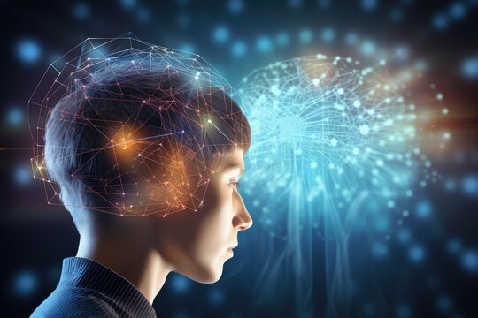 Brain, gentle light, positive energy, calming serenity, mental clarity during sleep. Sleep cycle, quality, duration are vital for combating insomnia, various sleep disorders, overall axon well-being