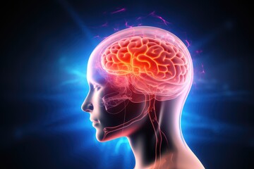 Brain, gentle light, positive energy, calming serenity, mental clarity during sleep. Sleep cycle, quality, duration are vital for combating insomnia, various sleep disorders, overall axon well-being