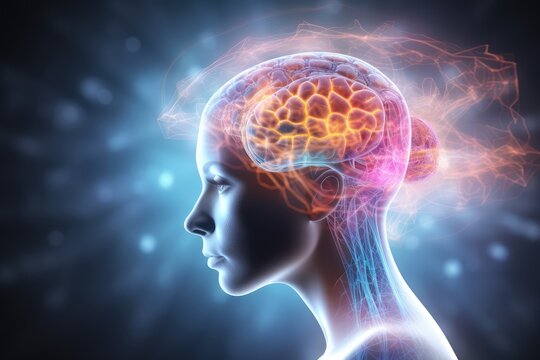 Brain, gentle light, positive energy, calming serenity, mental clarity during sleep. Sleep cycle, quality, duration are vital for combating insomnia, various sleep disorders, overall axon well-being