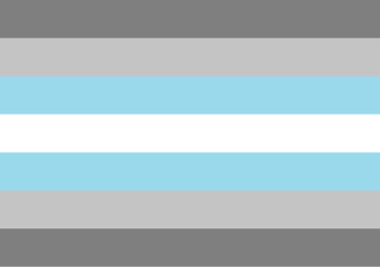 Fototapeta premium Demiboy Pride Flag symbolizing individuals who partially identify as boys or males, demi-boy or demi-man, seven stripes white, blue and gray