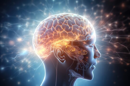 Brain, gentle light, positive energy, calming serenity, mental clarity during sleep. Sleep cycle, quality, duration are vital for combating insomnia, various sleep disorders, overall axon well-being