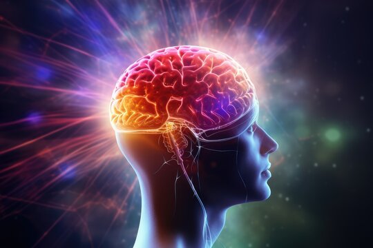 Brain, gentle light, positive energy, calming serenity, mental clarity during sleep. Sleep cycle, quality, duration are vital for combating insomnia, various sleep disorders, overall axon well-being