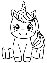 Unicorn coloring page for kids, unique drawing to color