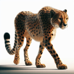 Cheetah (Acinonyx jubatus), Guepardo, big cat, high quality portrait, africa, isolated white background.