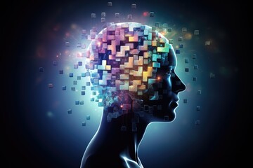 Human Brain AI Colorful Neuron Illustration, Brain learning new knowledge and understanding input through knowledge transfer and expand skillset with education by Education from experienced Teachers