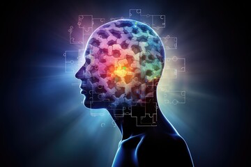 Obraz premium Human Brain AI Colorful Neuron Illustration, Brain learning new knowledge and understanding input through knowledge transfer and expand skillset with education by Education from experienced Teachers