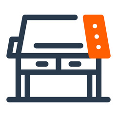Organized Drafting Table Vector Icon Illustration