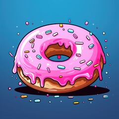 Delicious Sprinkled Donut Isolated on White Background AI Generated