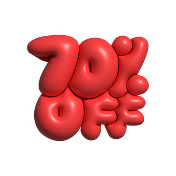 70 discount in form of 3d red balloons design seasonal shopping promo advertisement illustration. 3d numbers for tag offer label