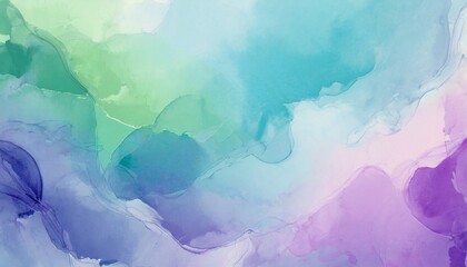 Fototapeta na wymiar abstract colorful watercolor paint pastel tone blue green violet purple background with liquid fluid texture for background banner
