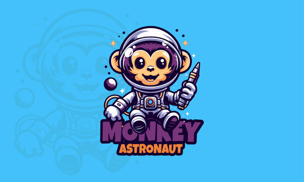 Monkey Astronot Logo Vector Astrounote Illustration