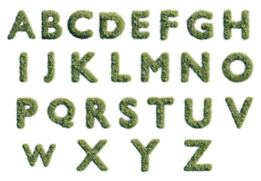 green grass alphabet, green grass alphabet letters, letter isolate