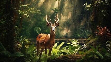 Obraz premium deer in the forest created with Generative Ai