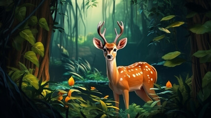 Fototapeta premium deer in the forest created with Generative Ai