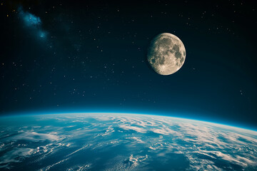 Fototapeta premium The Earth against the Moon view 