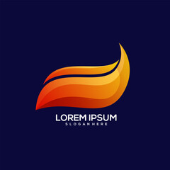 Wing fish logo colorful gradient illustration