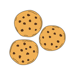 kids drawing Vector illustration chocolate chip cookies flat cartoon isolated