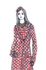 The woman dressed in autumn clothes