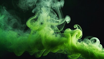 green steam on the black background