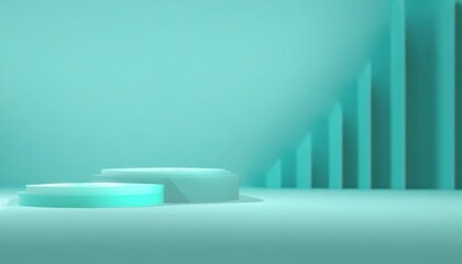 abstract pastel teal color and gradient cyan light background with mint green table backdrops display product design turquoise empty space room for showing blur 3d render podium stage vector texture