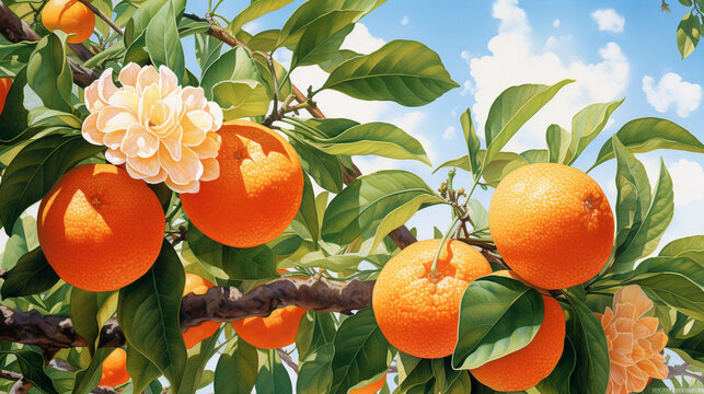 orange fruit tree high definition photographic creative image