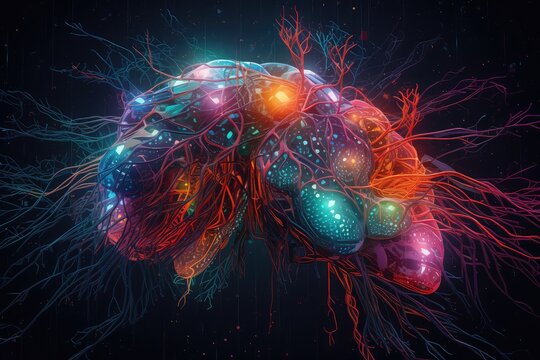 Synaptic connections, neural circuits: information processing interconnected neurons communication pathways. Dynamic network architecture, plasticity, functional connectivity mesmerizing brain realm