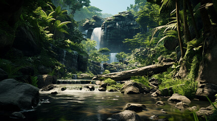 waterfall in the jungle high definition photographic creative image