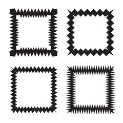 Zig zag Wavy Edge Rectangle Shapes frame Set. Vector Jagged Geometric Rectangular. Black graphic design elements for decoration, banner, poster, frame, template, sticker, badge.