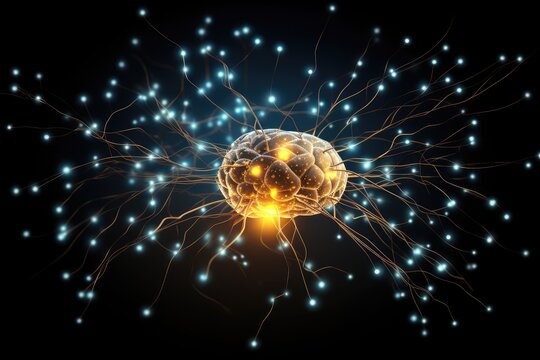 Synaptic connections, neural circuits: information processing interconnected neurons communication pathways. Dynamic network architecture, plasticity, functional connectivity mesmerizing brain realm