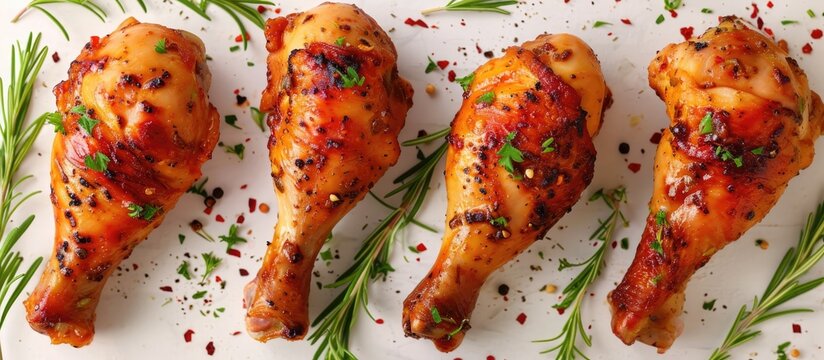 Chicken legs placed side by side, baked.
