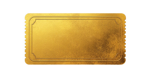 blank golden ticket, top view, isolated, PNG. Generative Ai. - obrazy, fototapety, plakaty