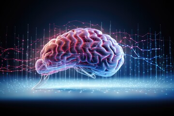 Fototapeta premium Colored brain neuron mind precision, Stereotactic human axon interventions, Metastatic, aim to navigate Pineal Gland Tumor, offering hope amid chromatic complexity of brain cancer tumor oncology