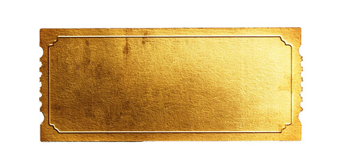 blank golden ticket, top view, isolated, PNG - obrazy, fototapety, plakaty