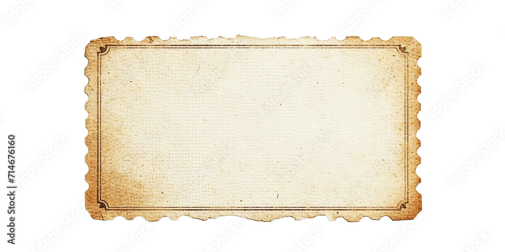 Wall mural blank ivory vintage ticket, top view, isolated, png