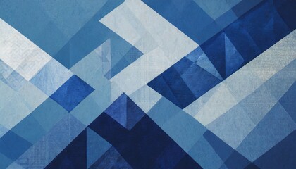 pretty abstract blue background with diamond squares and triangle shapes layered in classy artsy pattern cool dark and light colors and linen style texture material design
