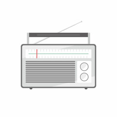 Analog AM FM radio old classic retro vintage antique cartoon vector illustration on white background