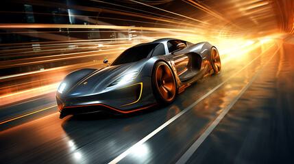 The acceleration of a turbocharged sports car. - obrazy, fototapety, plakaty