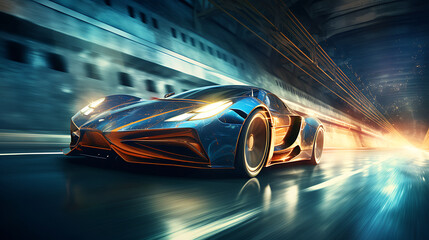 The acceleration of a turbocharged sports car. - obrazy, fototapety, plakaty