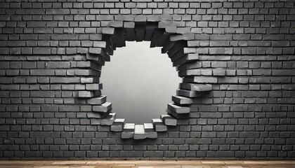 hole in black brick wall