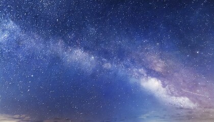 Fototapeta na wymiar night starry sky and bright blue galaxy horizontal background banner