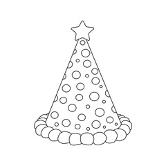 Hand drawn kids drawing Vector illustration birthday hat flat cartoon isolated