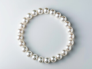 pearl necklace isolated on white, top view. Generative Ai.