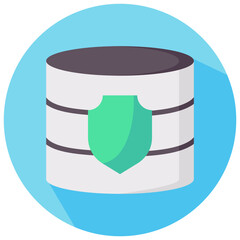 database protection round flat vector icon