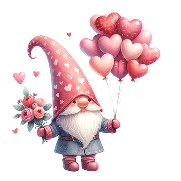 Adorable Watercolor Gnome Valentines