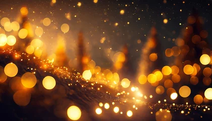 Cercles muraux Chocolat brun a magical abstract landscape of twinkling amber lights creates a dreamy backdrop for a special night to welcome in the new year wallpaper or background christmas copy space