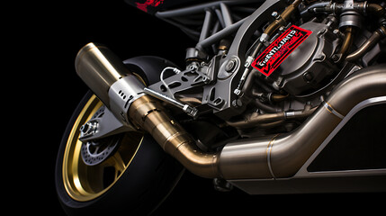 The exhaust note of a performance bike. - obrazy, fototapety, plakaty