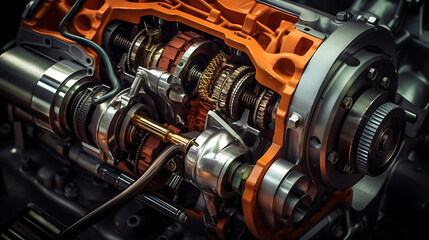 The gearbox of a high-performance car. - obrazy, fototapety, plakaty