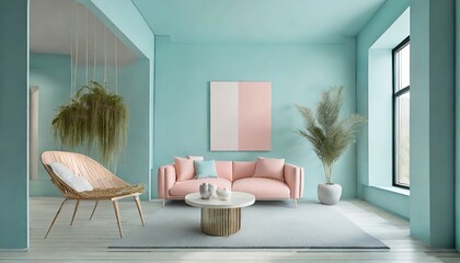 minimal interior design less is more when it comes to style and stylish luxury furniture gentle pastel colors pleasant to look at an architectural masterpiece - obrazy, fototapety, plakaty
