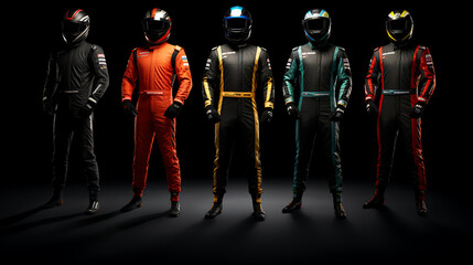 The safety features of a race car driver's suit. - obrazy, fototapety, plakaty
