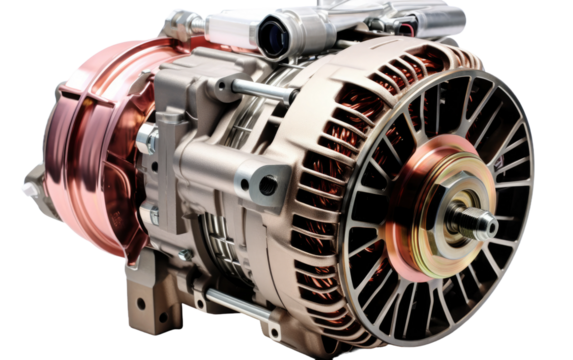 Bus Alternator, Maestro of Electrical Charging, Sustaining Battery Power on a White or Clear Surface PNG Transparent Background.